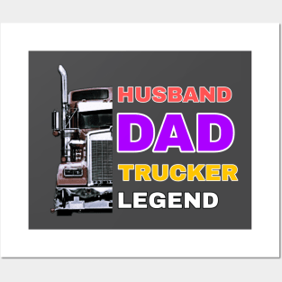 Husband Dad Trucker Legend Posters and Art